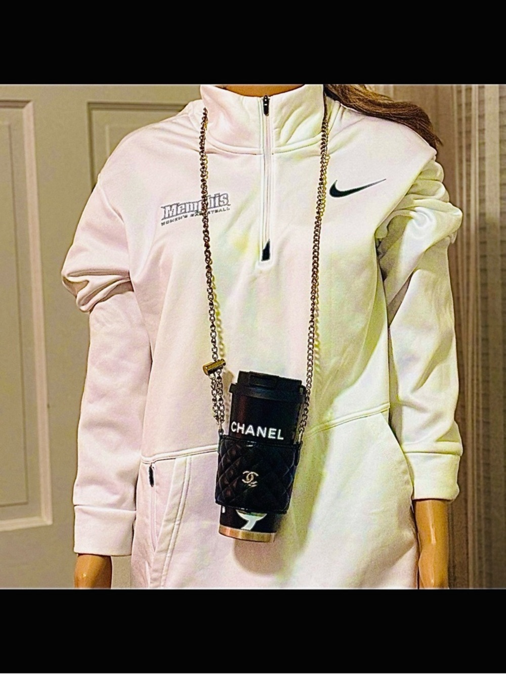 NIKE WOMEN’S WHITE THERMA-FIT 1/4 ZIP PULLOVER MEMPHIS WOMEN’S BASKETBALL XL TG